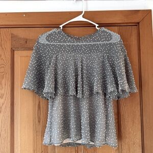 Anthropologie Moss Green 3D Polka Dot Women's Top